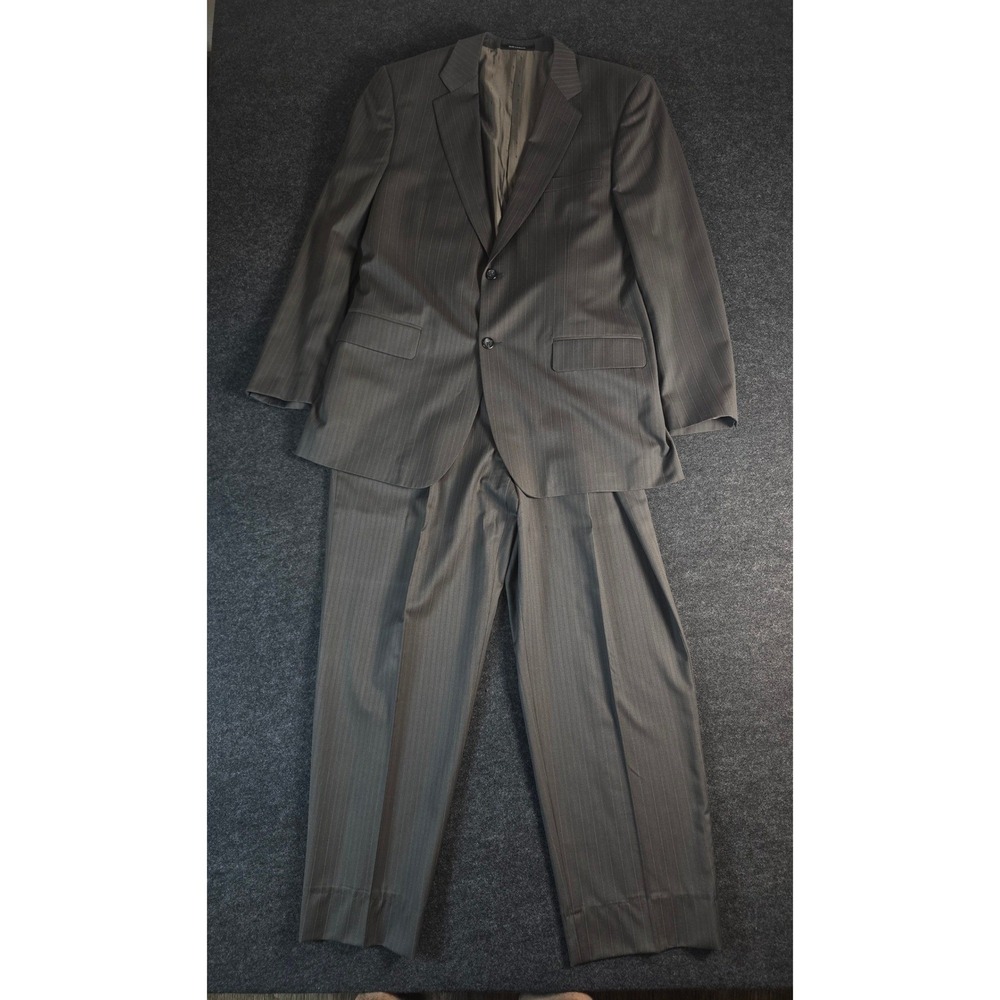 Joseph & Feiss Men's Charcoal Gray Pinstripe Wool Suit 2 Piece 42L 36W Size L
